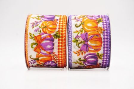 Plaid Edge Pumpkin Harvest Fall Wired Ribbon_KF9911 (1)